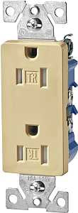 Eaton Wiring Devices TR1107V-BOX Duplex Receptacle, PVC, Ivory, 2-Pole, 15 A, 125 V, Push-in, Side Wiring, NEMA: 5-15R
