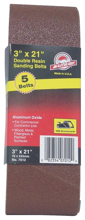 Gator Red Resin 7011 Sanding Belt, 3 in W, 21 in L, 80 Grit, Medium, Aluminum Oxide Abrasive