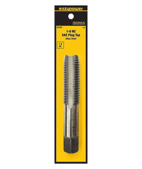 Isomax 82540 Fractional Tap, #1-8 Thread, NC Thread, Plug Chamfer, Tungsten Steel