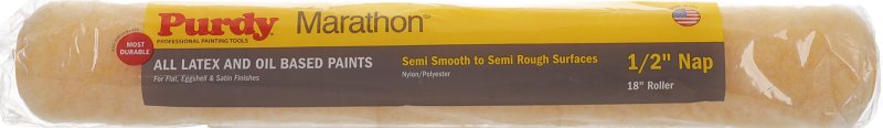 Purdy Marathon 144602183 Single Roller Cover, 1/2 in Thick Nap, 18 in L, Nylon/Polyester Cover