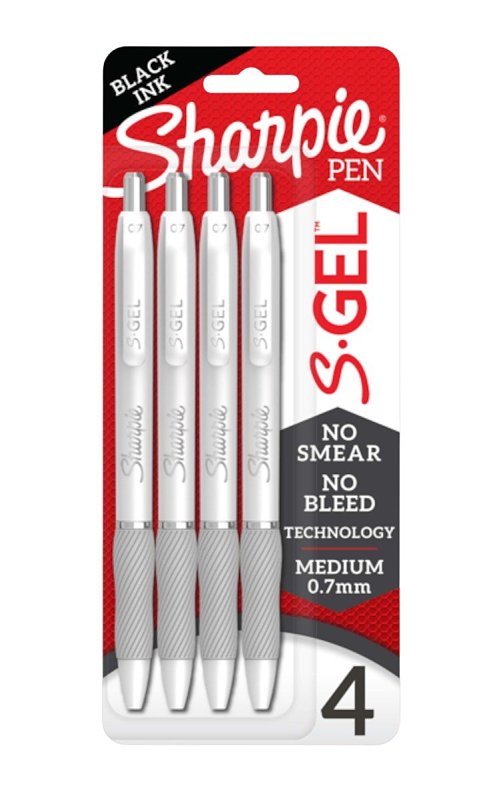Sharpie S-Gel Series 2126207 Pen, 0.7 mm Tip, Medium Tip, Black Ink, Gel Ink, Contoured Grip