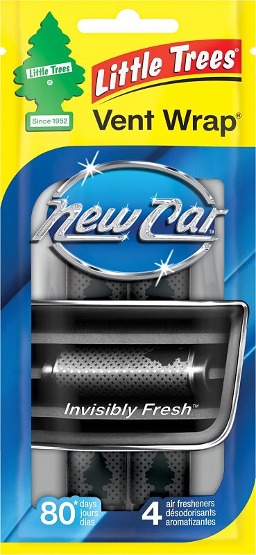 Little Trees Vent Wrap CTK-52733-24 Air Freshener Pack, Paper, New Car, Pack of 4