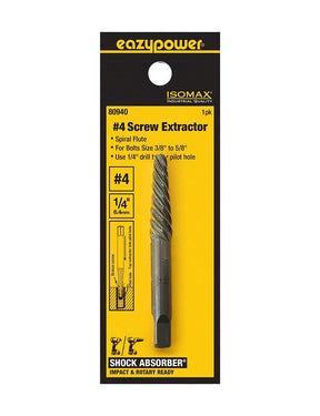 Isomax SHOCK ABSORBER Series 80940 Screw Extractor, #4 Extractor, 7/16 to 9/16 in Bolt/Screw, Spiral Flute
