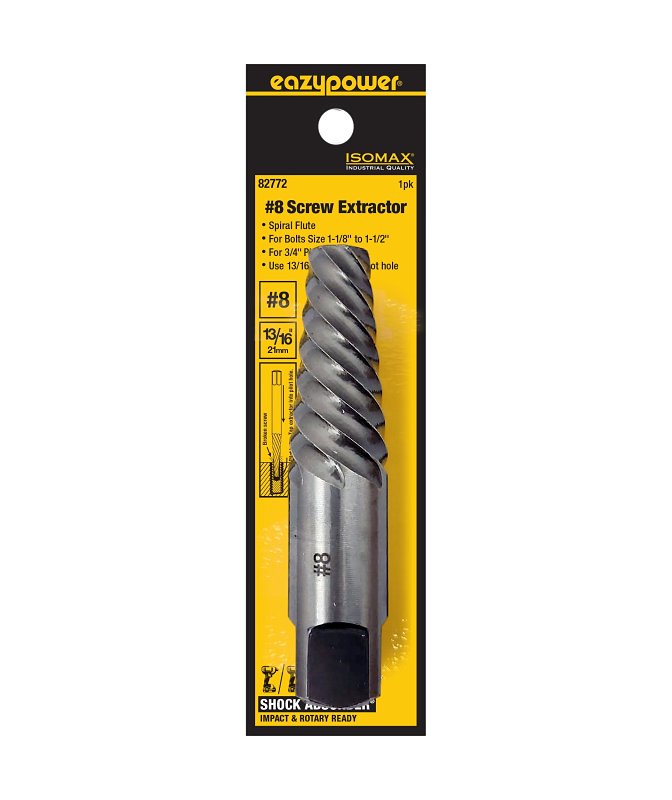 Isomax SHOCK ABSORBER Series 82772 Screw Extractor, #8 Extractor, 1-1/8 to 1-1/2 in Bolt/Screw, Spiral Flute