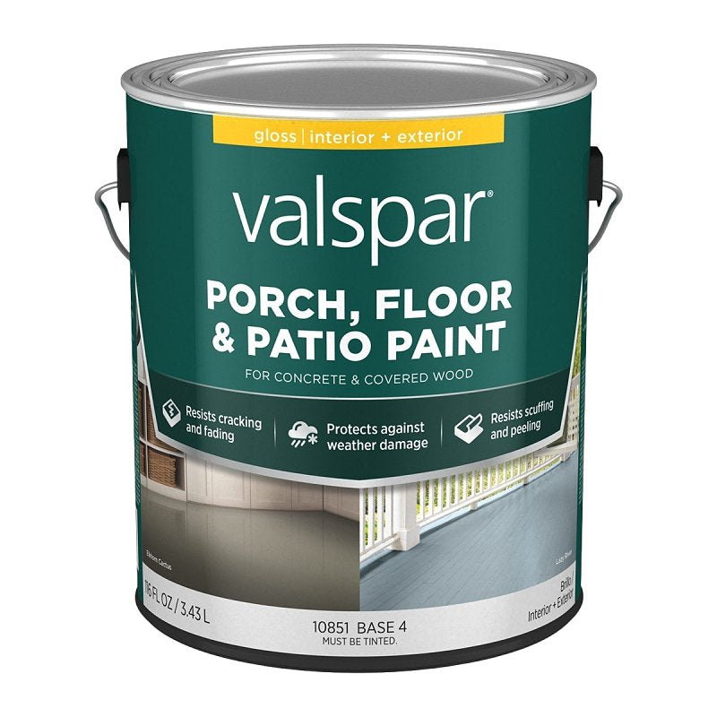 Valspar 10851 Porch and Floor Paint, Gloss Sheen, 1 gal, 400 sq-ft Coverage Area, Pack of 4