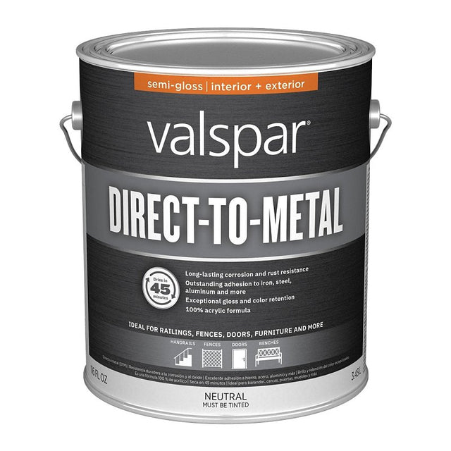 Valspar 007.5760021.007 Direct-To-Metal Paint, Semi-Gloss, Neutral Base, 1 gal, Pack of 4