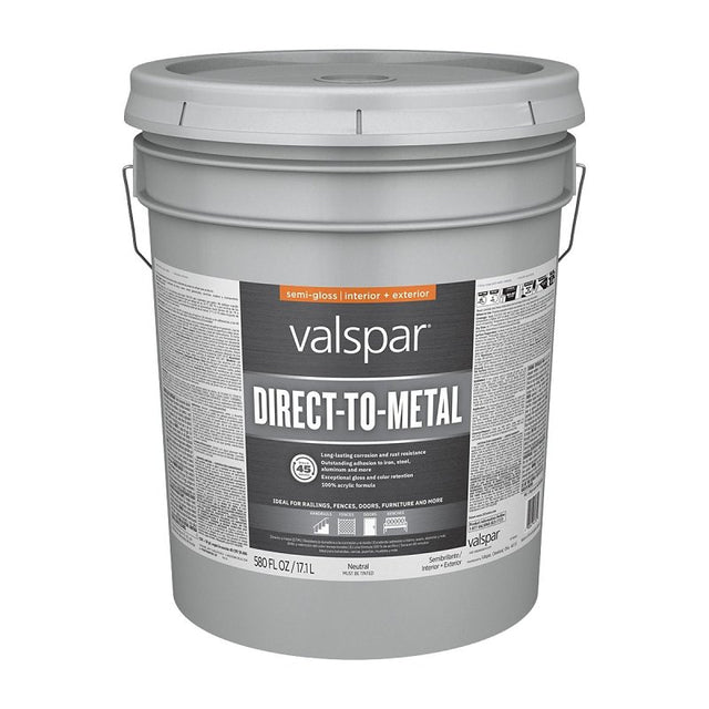 Valspar 007.5990183.008 Direct-To-Metal Paint, Semi-Gloss, Neutral Base, 5 gal