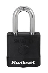 Kwikset 90260-044 Padlock, Keyed Alike Key, 0.35 in Dia Shackle, 1-1/2 in H Shackle, Boron Carbide Shackle, Steel Body
