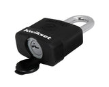 Kwikset 90260-044 Padlock, Keyed Alike Key, 0.35 in Dia Shackle, 1-1/2 in H Shackle, Boron Carbide Shackle, Steel Body