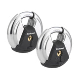 Kwikset 90260-502 Discus Padlock, Keyed Alike Key, 0.37 in Dia Shackle, 0.61 in H Shackle, Boron Carbide Shackle