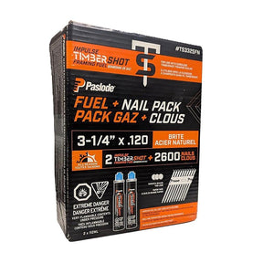 Paslode TS3238FN Framing Fuel and Nail Combo, 2-3/8 in L, Brite, Round Head, Smooth Shank