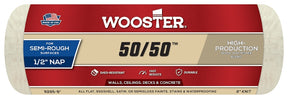 Wooster 50/50 R295-9 Roller Cover, 1/2 in Thick Nap, 9 in L, Lambs Wool/Polyester Cover, Cream