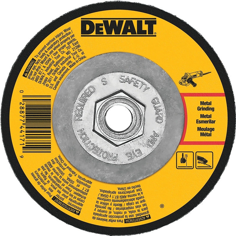 DEWALT DW4548 Grinding Wheel, 7 in Dia, 1/4 in Thick, 5/8-11 in Arbor, 24 Grit, Coarse, Aluminum Oxide Abrasive, Pack of 10