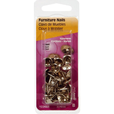 Hillman 122688 Furniture Nail, Nickel, Hammered Head, Pack of 6