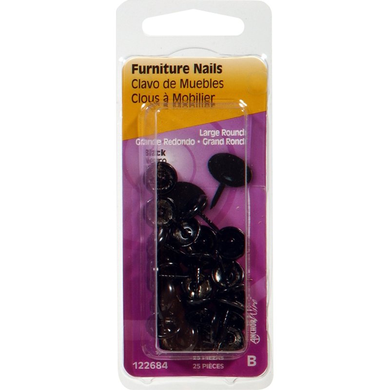 Hillman 122684 Furniture Nail, Black, Round Head, Pack of 6