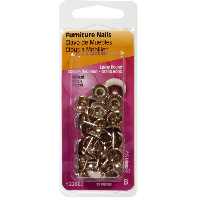 Hillman 122683 Furniture Nail, Nickel-Plated, Round Head, Pack of 6
