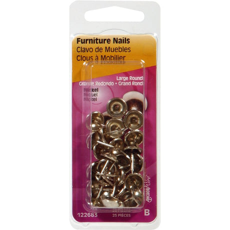 Hillman 122683 Furniture Nail, Nickel-Plated, Round Head, Pack of 6