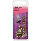 Hillman 122670 Thumb Tack, 15/64 in Shank, Steel, Nickel-Plated, Cap Head, Sharp Point, Pack of 6