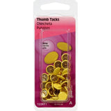 Hillman 122671 Thumb Tack, 15/64 in Shank, Steel, Painted, Yellow, Cap Head, Sharp Point, Pack of 6