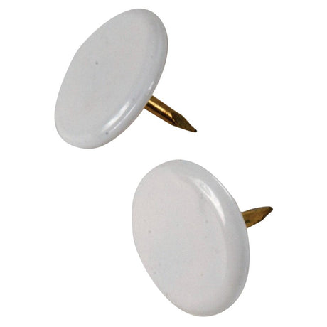Hillman 122674 Thumb Tack, 15/64 in Shank, Steel, Painted, White, Cap Head, Sharp Point, Pack of 6