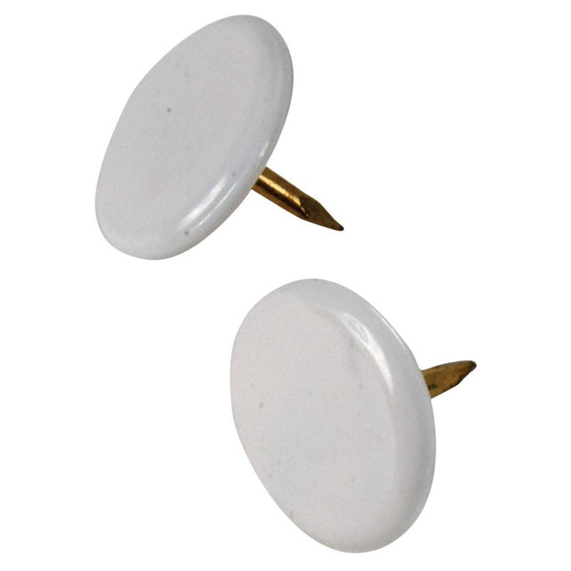 Hillman 122674 Thumb Tack, 15/64 in Shank, Steel, Painted, White, Cap Head, Sharp Point, Pack of 6