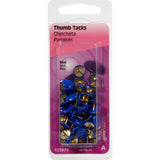 Hillman 122678 Thumb Tack, 15/64 in Shank, Metal, Painted, Blue, Flat Head, Sharp Point, Pack of 6