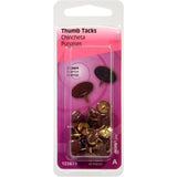 Hillman 122679 Thumb Tack, 15/64 in Shank, Metal, Painted, Brown, Flat Head, Sharp Point, Pack of 6