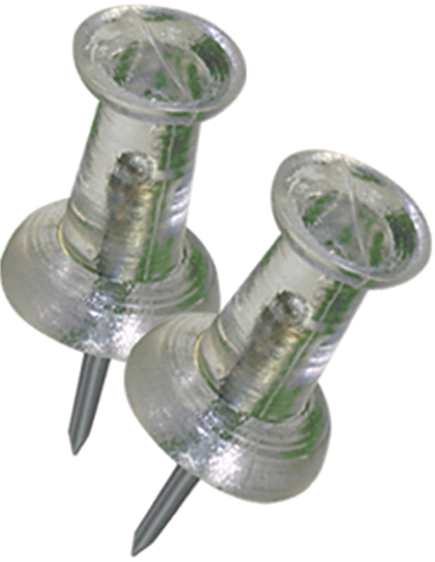 Hillman 122640 Push Pin, 3/8 in L, Plastic, Clear, Pack of 6