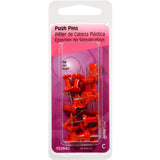 Hillman 122642 Push Pin, 5 in L, Plastic, Red, Pack of 6