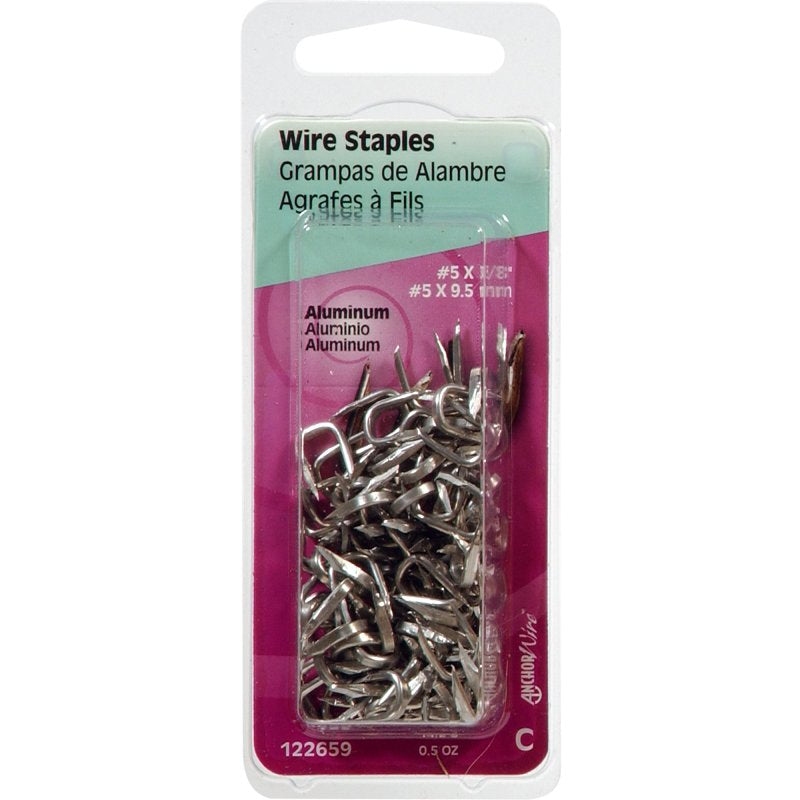 Hillman 122659 Wire Staple, Aluminum, Pack of 6