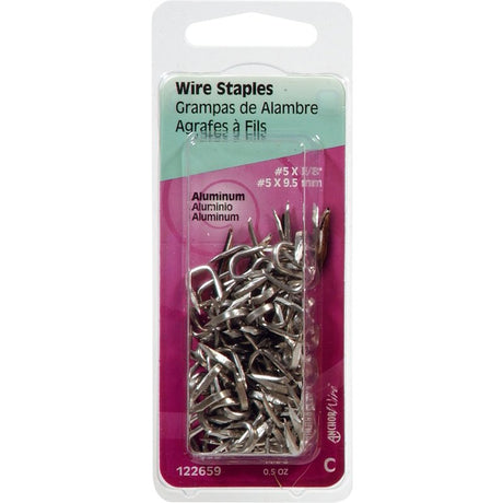 Hillman 122659 Wire Staple, Aluminum, Pack of 6