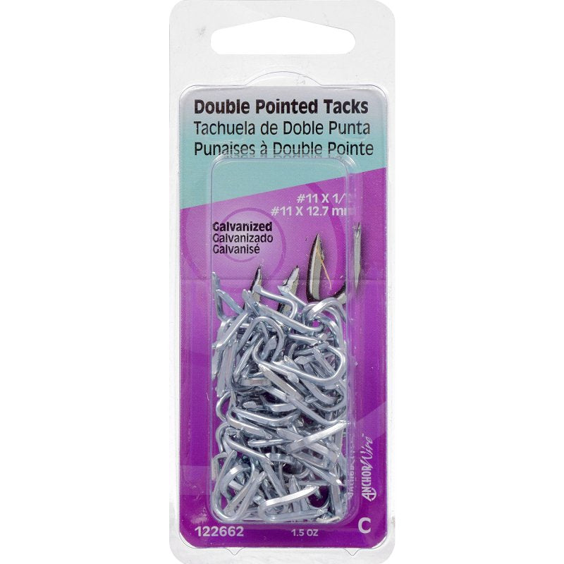 Hillman 122662 Double Point Staple, 1/2 in L, Galvanized Steel, Pack of 6