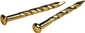 Hillman 122537 Trim Nail, 1-1/4 in L, Steel, Brass-Plated, Flat Head, Spiral Shank, 1 oz, Pack of 6