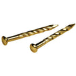 Hillman 122537 Trim Nail, 1-1/4 in L, Steel, Brass-Plated, Flat Head, Spiral Shank, 1 oz, Pack of 6