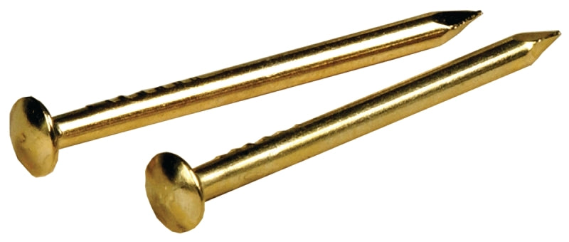 Hillman 122622 Escutcheon Pin, 3/4 in L, Steel, Brass-Plated, Round Head, Smooth Shank, Pack of 6