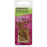 Hillman 122623 Escutcheon Pin, 1 in L, Steel, Brass-Plated, Round Head, Smooth Shank, Pack of 6
