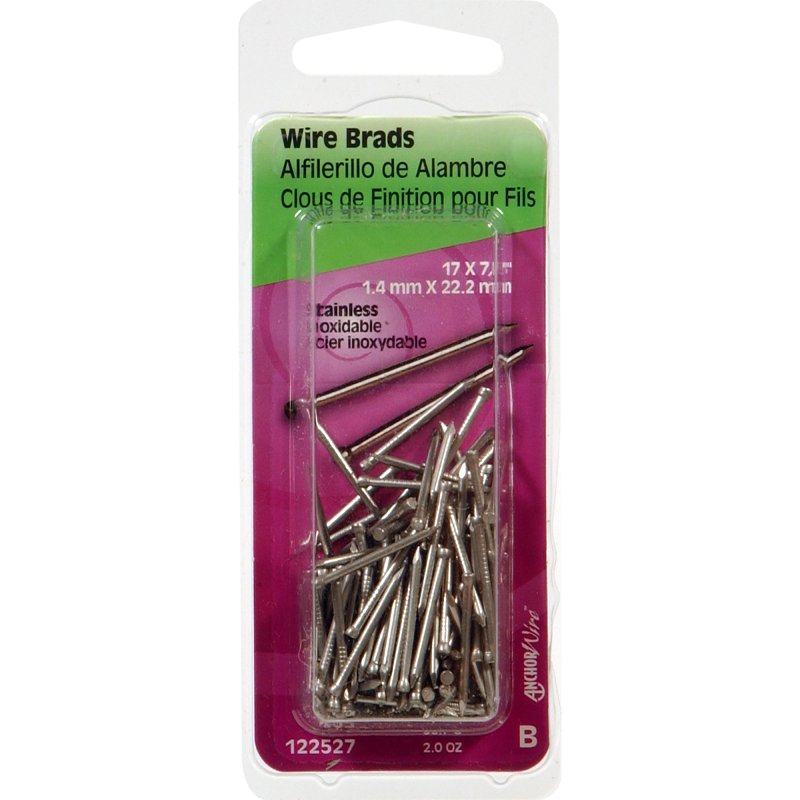 Hillman 122527 Wire Brad, 7/8 in L, Steel, Stainless Steel, Brad Head, Thin Shank, 2 oz, Pack of 6