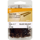 Hillman 41798 Panel Nail, 1 in L, Steel, Panel Head, Ring Shank, Walnut, 6 oz, Pack of 5