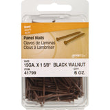 Hillman 41799 Panel Nail, 1-5/8 in L, Steel, Panel Head, Ring Shank, Walnut, 6 oz, Pack of 5