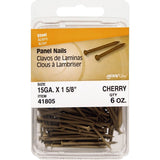 Hillman 41805 Panel Nail, 1-5/8 in L, Steel, Panel Head, Ring Shank, Cherry, 6 oz, Pack of 5