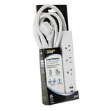 Powerzone ORPBSUFC413 Surge Strip, 6 ft L Cable, White