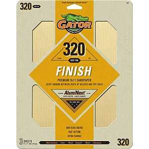 Gator AlumiNext 7267 Sanding Sheet, 11 in L, 9 in W, 320 Grit, Very Fine, Aluminum Oxide Abrasive