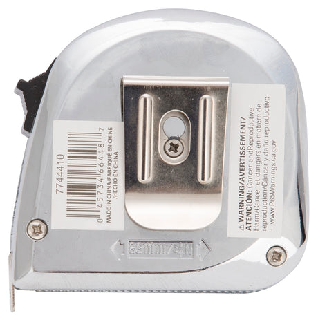 Vulcan 62-7.5X25-C Tape Measure, 25 ft L Blade, 1 in W Blade, Steel Blade, ABS Plastic Case, Silver Case, Pack of 24