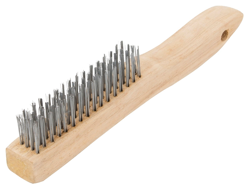 ProSource TGE-SWB416 Wire Brush, 4-1/2 in L Brush, 3/4 in W Brush, Zinc Bristle, Wood Handle, Shoe Handle, 5 in L Handle