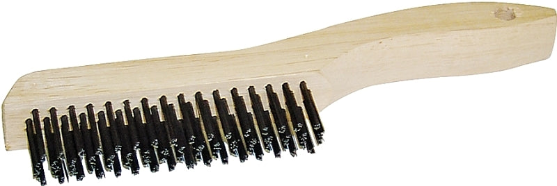 ProSource TGE-SWB416 Wire Brush, 4-1/2 in L Brush, 3/4 in W Brush, Zinc Bristle, Wood Handle, Shoe Handle, 5 in L Handle