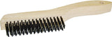 ProSource TGE-SWB416 Wire Brush, 4-1/2 in L Brush, 3/4 in W Brush, Zinc Bristle, Wood Handle, Shoe Handle, 5 in L Handle