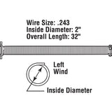 Prime-Line GD 12233 Torsion Spring, 2 in ID, 2 in OD, 32 in OAL, Carbon Steel, Plain