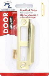 Defender Security E 2435 Strike Plate, 3-21/32 in L, 15/16 in W, Steel, Brass