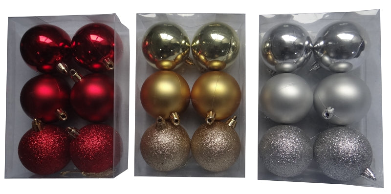 Hometown Holidays 99607 Christmas Ornament, PVC, Gold/Silver/ Red, Pack of 48