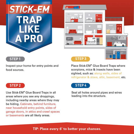 JT Eaton Stick-Em Glue Board 4 pk, Pack of 24